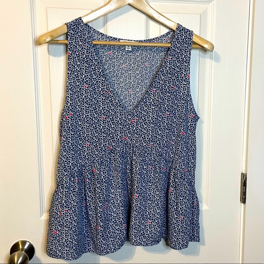 J Crew Mercantile floral v neck peplum tank blouse sz M